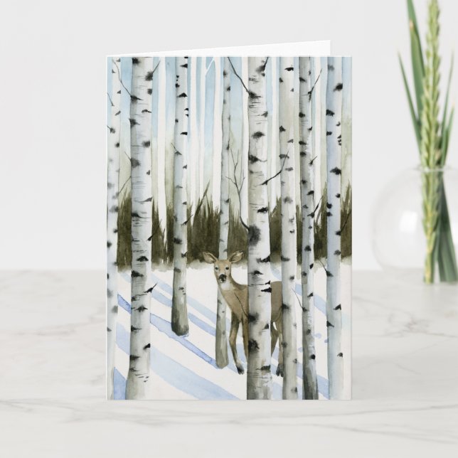 Rotwild in den Schneefällen Karte (Vorderseite)