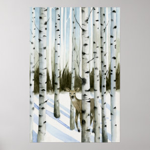 Rotwild in den Schneefällen Poster