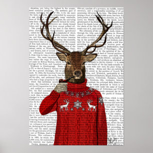 Rotwild in der Ski-Strickjacke Poster