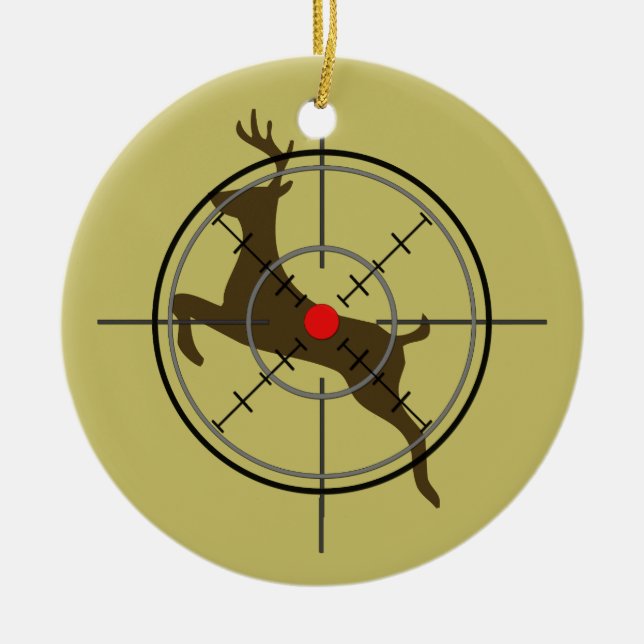 Rotwild-Jagd-Weihnachtsverzierung Keramikornament (Vorne)