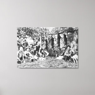 Rotwild-Jäger mit ihren Hunden am Hauben-Kanal Leinwanddruck