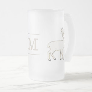 Rotwild mit Monogramm-Glas Stein Mattglas Bierglas