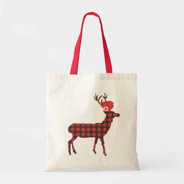 Rotwild mit Sommer-Blumen/Tasche Tragetasche (Vorne)