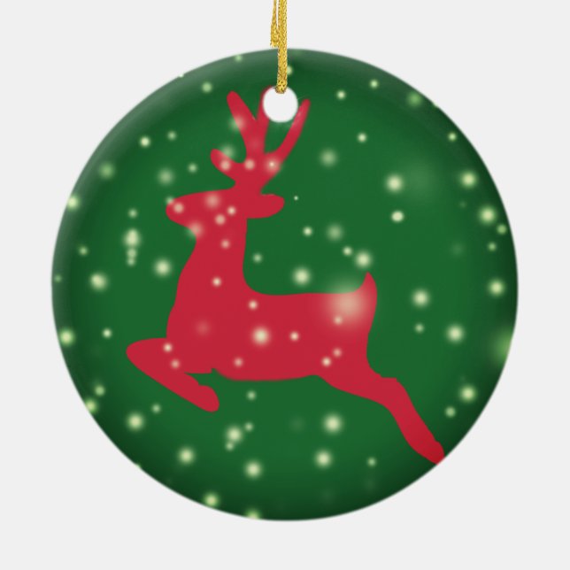 Rotwild, Schneeflocke-Verzierung Keramik Ornament (Hinten)