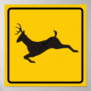 Rotwild-Überfahrt-Landstraßen-Zeichen Poster