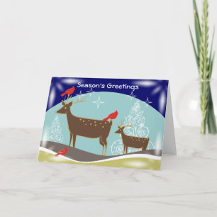 Rotwild, Weihnachtsbäume und Kardinals-Gruß-Karten Feiertagskarte