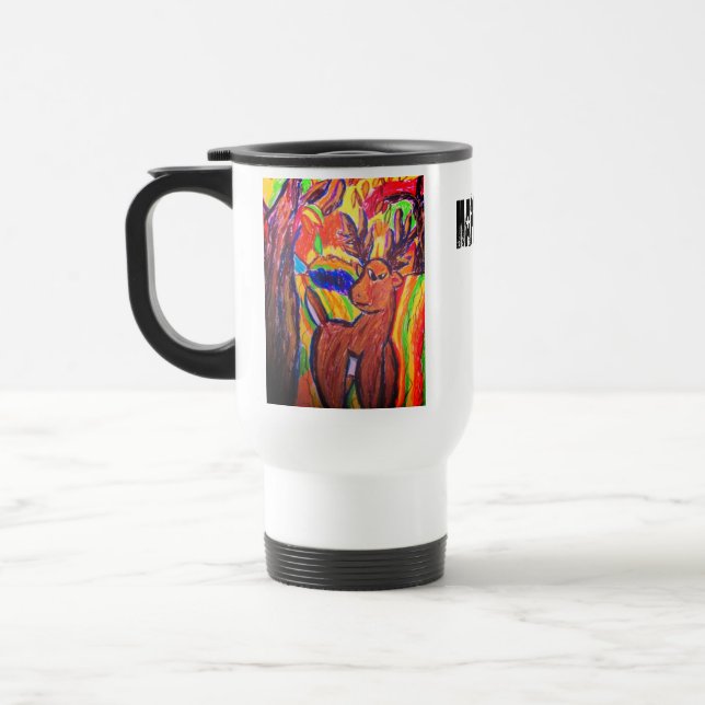 Rotwildkunst Reisebecher (Links)
