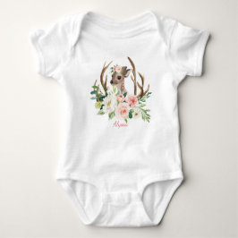 Rotwildrosa des Babybodysuits niedliches Waldmit Baby Strampler