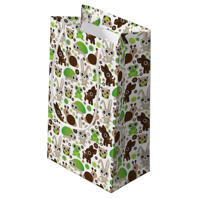 Rotwildschildkrötehäschen-Tiertapete Kleine Geschenktüte (Rückseite Schrägansicht)
