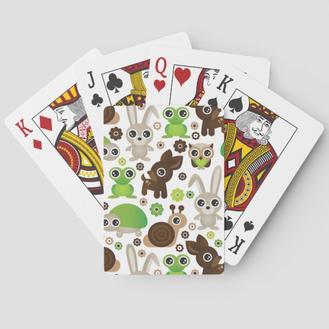 Rotwildschildkrötehäschen-Tiertapete Spielkarten (Rückseite)