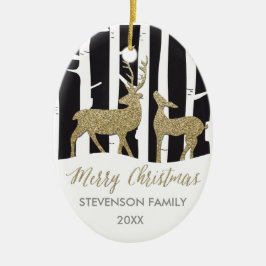 Rotwildverzierung der frohen Weihnachten funkelnde Keramikornament