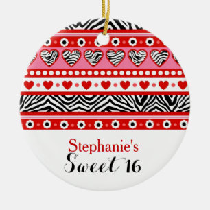 Rotzebraherz Sweet 16 Party Ornament