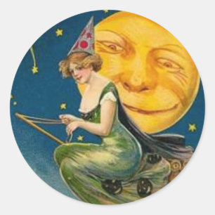 Rotzunge Fliegenmond - Halloween-Sticker Runder Aufkleber