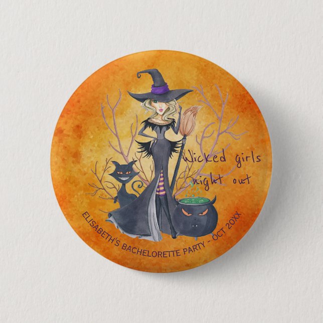 Rotzunge Halloween-Junggeselinnen-Abschied Button (Vorderseite)