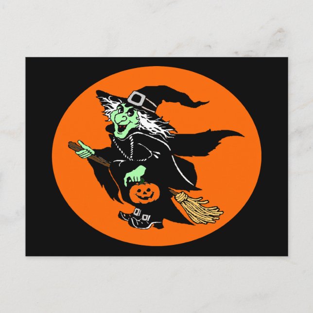 Rotzunge Halloween Oval Cartoon Postkarte (Vorderseite)