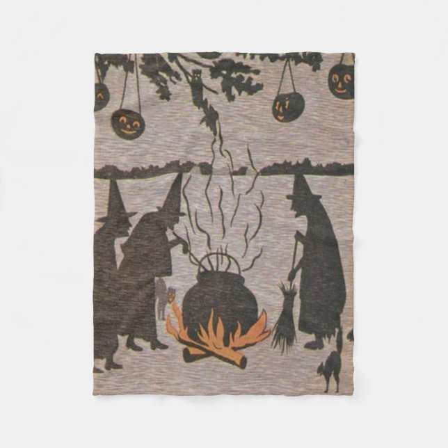 Rotzunge Jack O' Lantern Cauldron Owl Fleecedecke (Vorderseite)