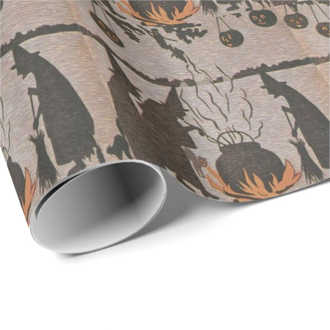 Rotzunge Jack O' Lantern Cauldron Owl Geschenkpapier (Rolleneckpunkt)
