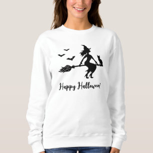 Rotzunge mit Katze und Fledermäuse Silhouette glüc Sweatshirt