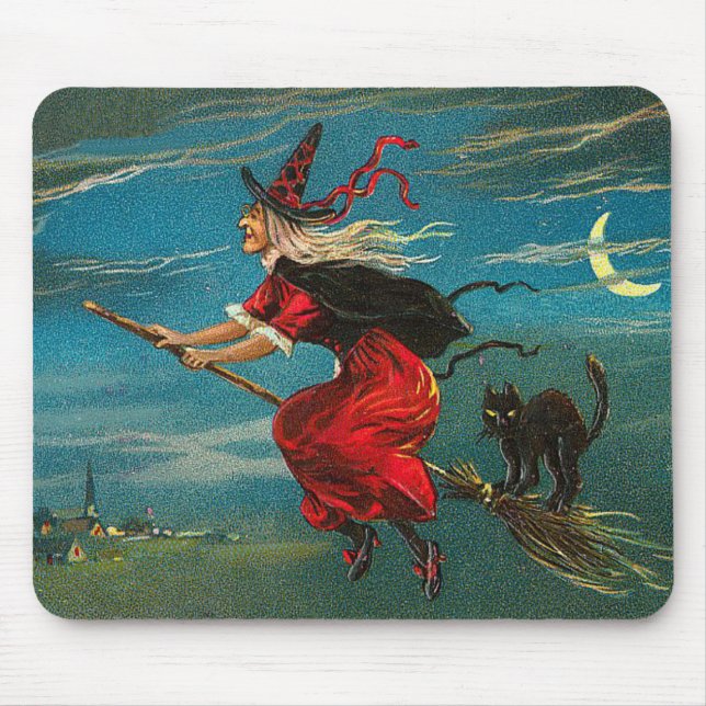 Rotzunge Schwarze Katze Crescent Moon Mousepad (Vorne)