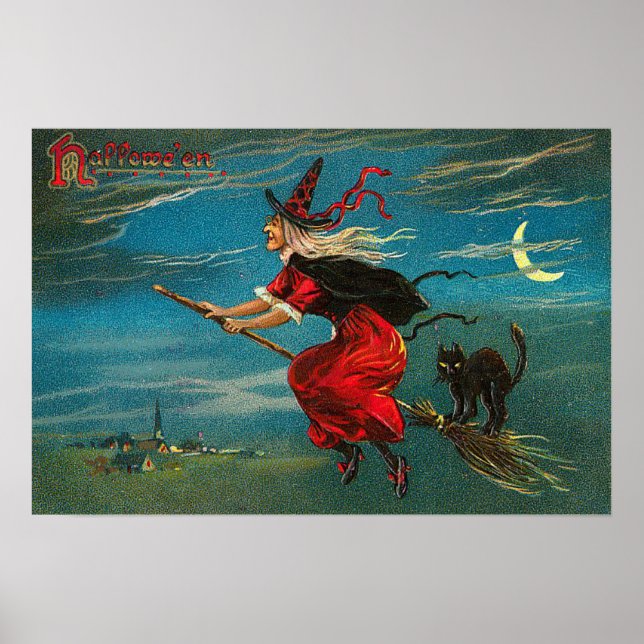 Rotzunge Schwarze Katze Crescent Moon Poster (Vorne)