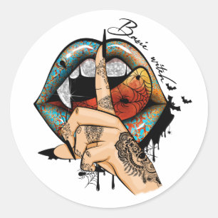 Rotzunge-Sticker Runder Aufkleber