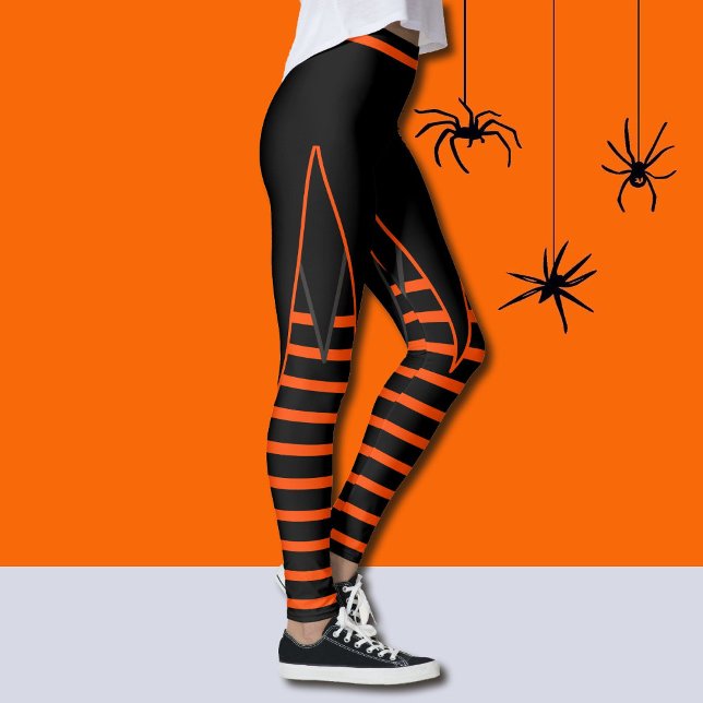 Rotzunge Streifen in orangefarbenem und schwarzem  Leggings (Von Creator hochgeladen)