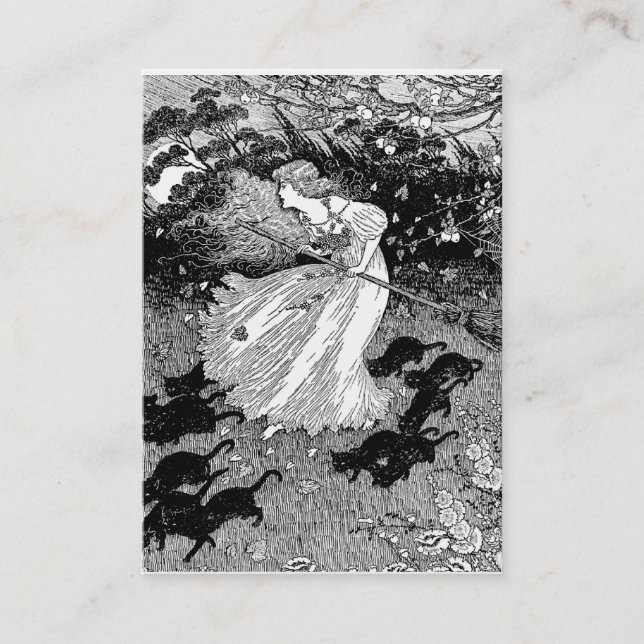 Rotzunge und schwarze Katzen im Mondschein Visitenkarte (Vorderseite)