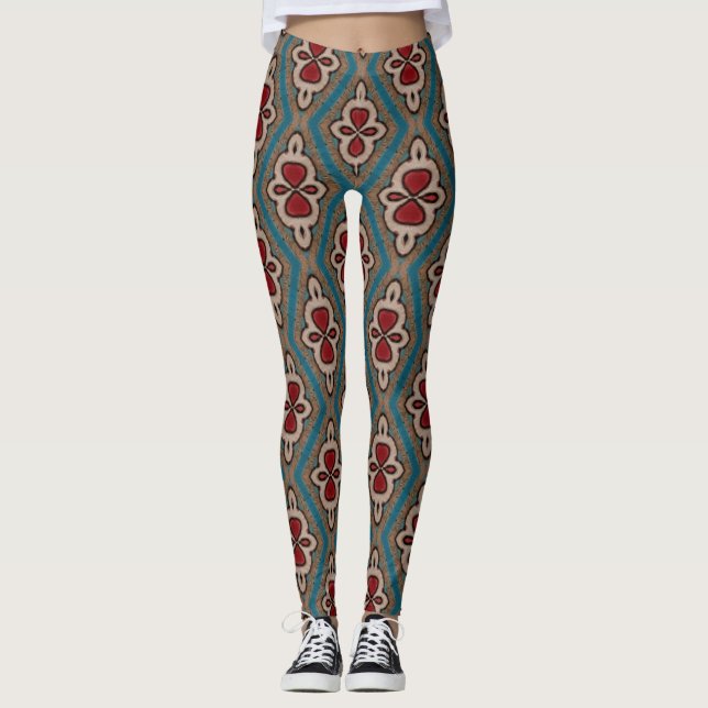 Rotzyanskopper Azulejos Tile Pattern Elegance Leggings (Vorderseite)
