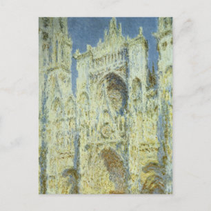 Rouen Cathedral West Facade Sunlight, Claude Monet Postkarte