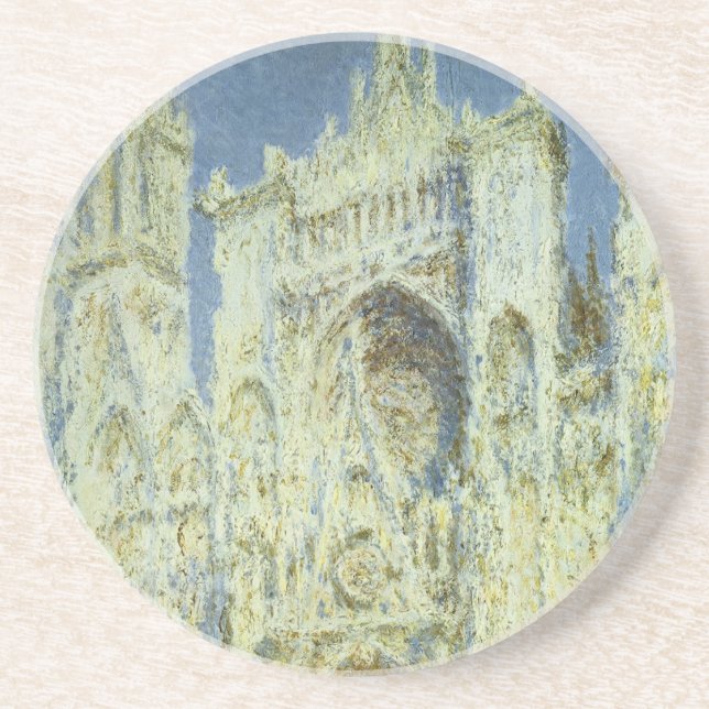 Rouen Cathedral West Facade Sunlight, Claude Monet Sandstein Untersetzer (Vorne)