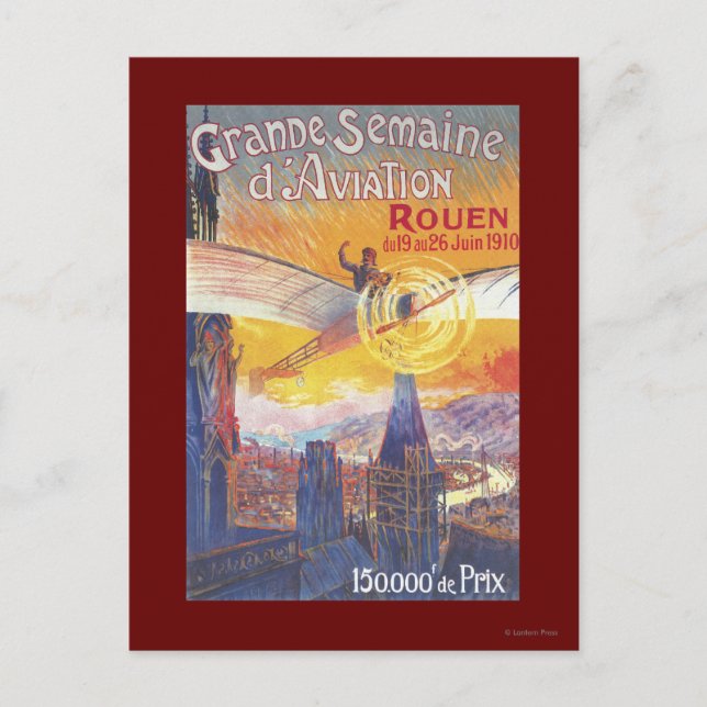 Rouen, Frankreich - Pilot und Flugzeug Postkarte (Vorderseite)