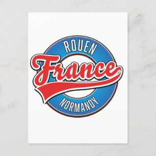Rouen Normandie Frankreich Retro-Logo Einladungspostkarte
