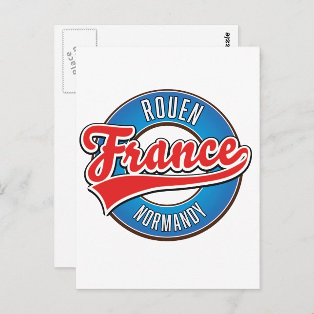 Rouen Normandy Frankreich Retrologo Postkarte (Vorne/Hinten)