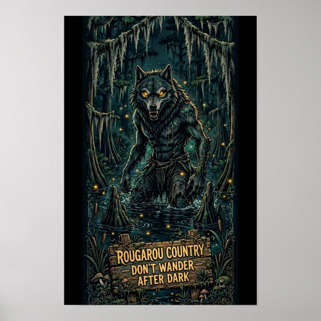 Rougarou — Bayou-Warnschild Poster (Vorne)