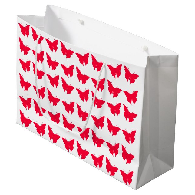Rouge Bold Mod Butterflies Große Geschenktüte (Vorderseite Schrägansicht)