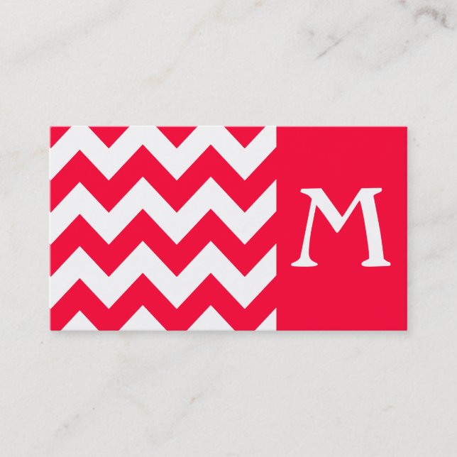 Rouge Bold Zickzack Monogram Business Card Visitenkarte (Vorderseite)