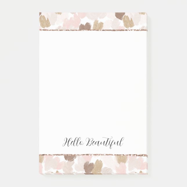 Rouge Glitter Rosa Creme Braun Herzen Post-it Klebezettel (Vorderseite)