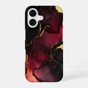Rouge Impérial Luxus Tiefrot Marmor Gold iPhone 16 Hülle
