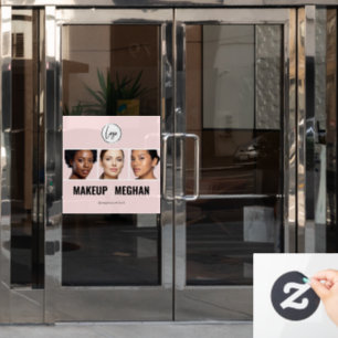 Rouge-Pink modernes Logo Foto-Make-up-Studio Fensteraufkleber