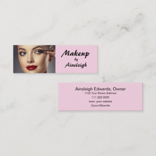 Rouge-Pink-Schwarze Schrift Foto-Make-up Mini Visitenkarte