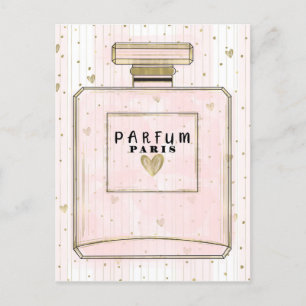 Rouge Rosa & Gold Paris Parfum Beauty Party Einladungspostkarte