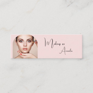 Rouge Rosa Schwarze Schrift Foto Make-up Mini Visitenkarte