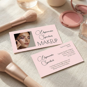 Rouge Rosa Schwarze Schrift Foto Make-up  Visitenkarte