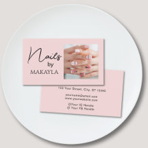 Rouge Rosa Schwarze Schrift Foto Nageldesignerin