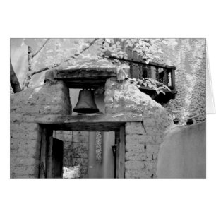 Rough adobe bell in entrway, Santa Fe, New