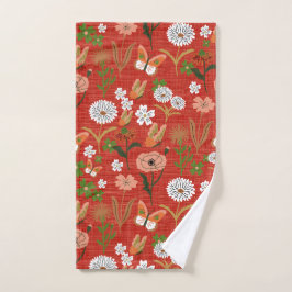 Rough Bamboo Floral Butterfly Kleeblatts in Red Handtuch