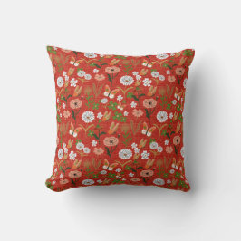 Rough Bamboo Floral Butterfly Kleeblatts in Red Kissen