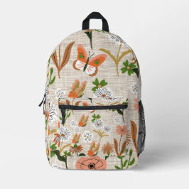 Rough Bamboo Floral Daisy Butterfly Kleeblatts Bedruckter Rucksack