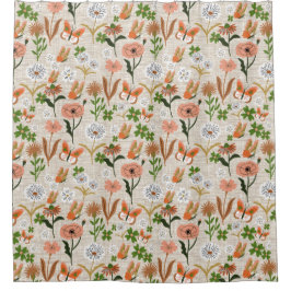 Rough Bamboo Floral Daisy Kleeblatts Bauernhof Duschvorhang