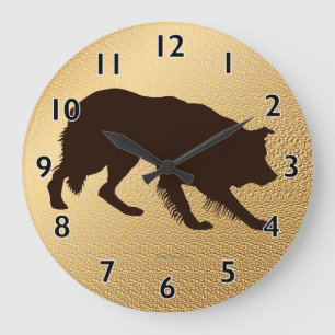 Rough Border Collie Shadow Wall Clock Große Wanduhr